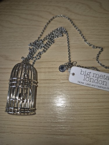 Bird cage pendant silver - a,
