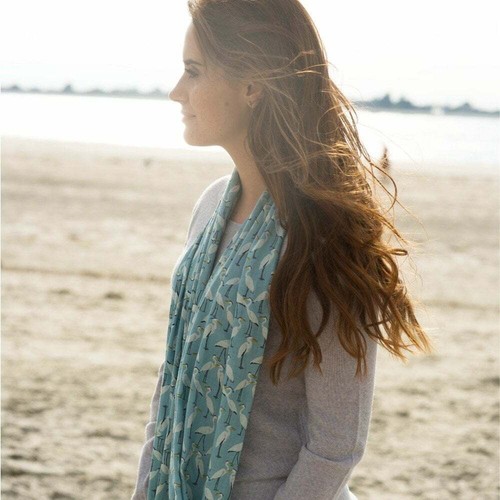 Peony stork scarf - white, blue
