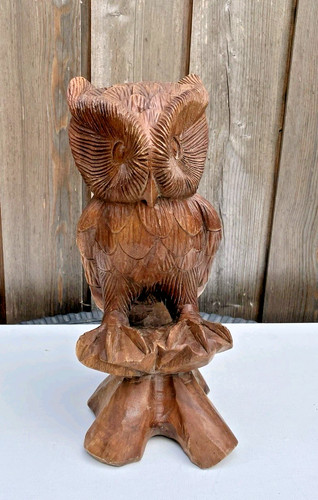 Wooden carved owl - owl, sculpture